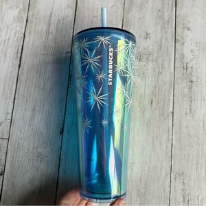 PREOWNED STARBUCKS SNOW FLAKE 24 OUNCE TUMBLER CUP BLUE